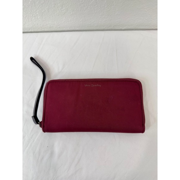Vera Bradley Wristlet Wallet Zip Around Clutch Organizer Burgundy Women's - Picture 1 of 10
